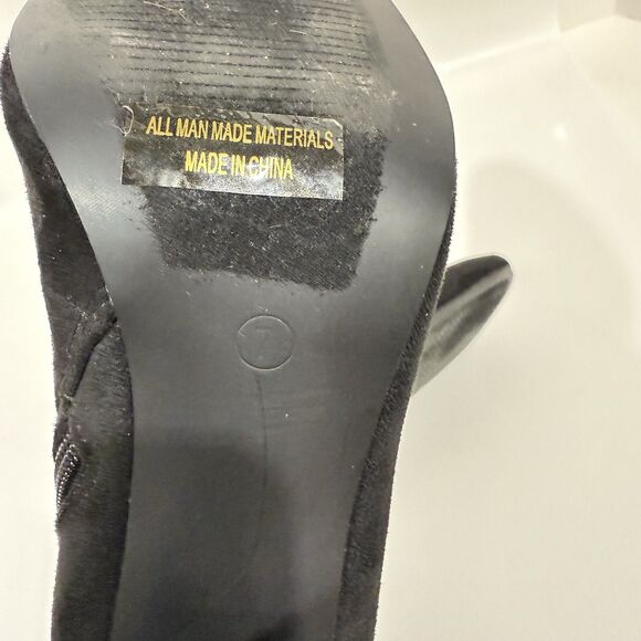 X2B Booties Woman 7 Lace Black Lace Up Block Heel Side Zipper Faux Suede - Picture 11 of 16